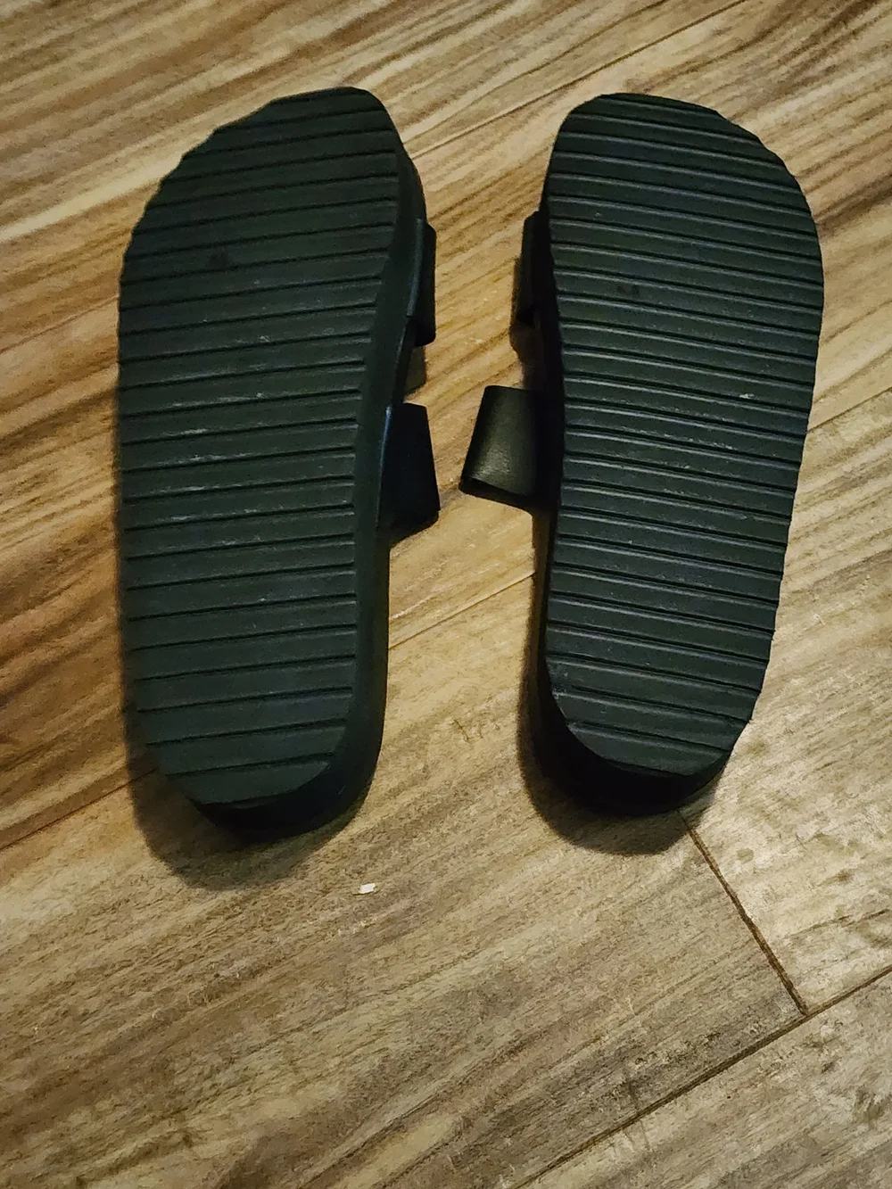 H&M Black Divided Platform Leather-Look Slip-On Sandals